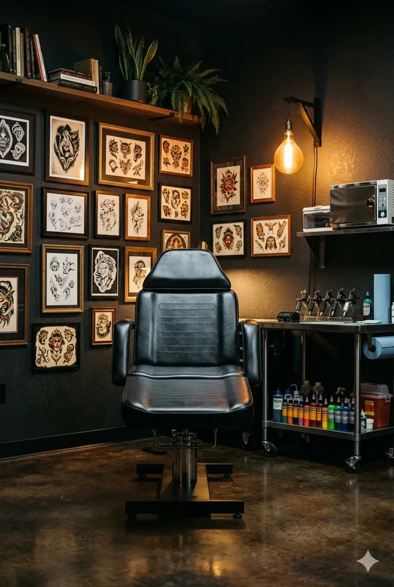 Ambiente do estúdio de tatuagem
